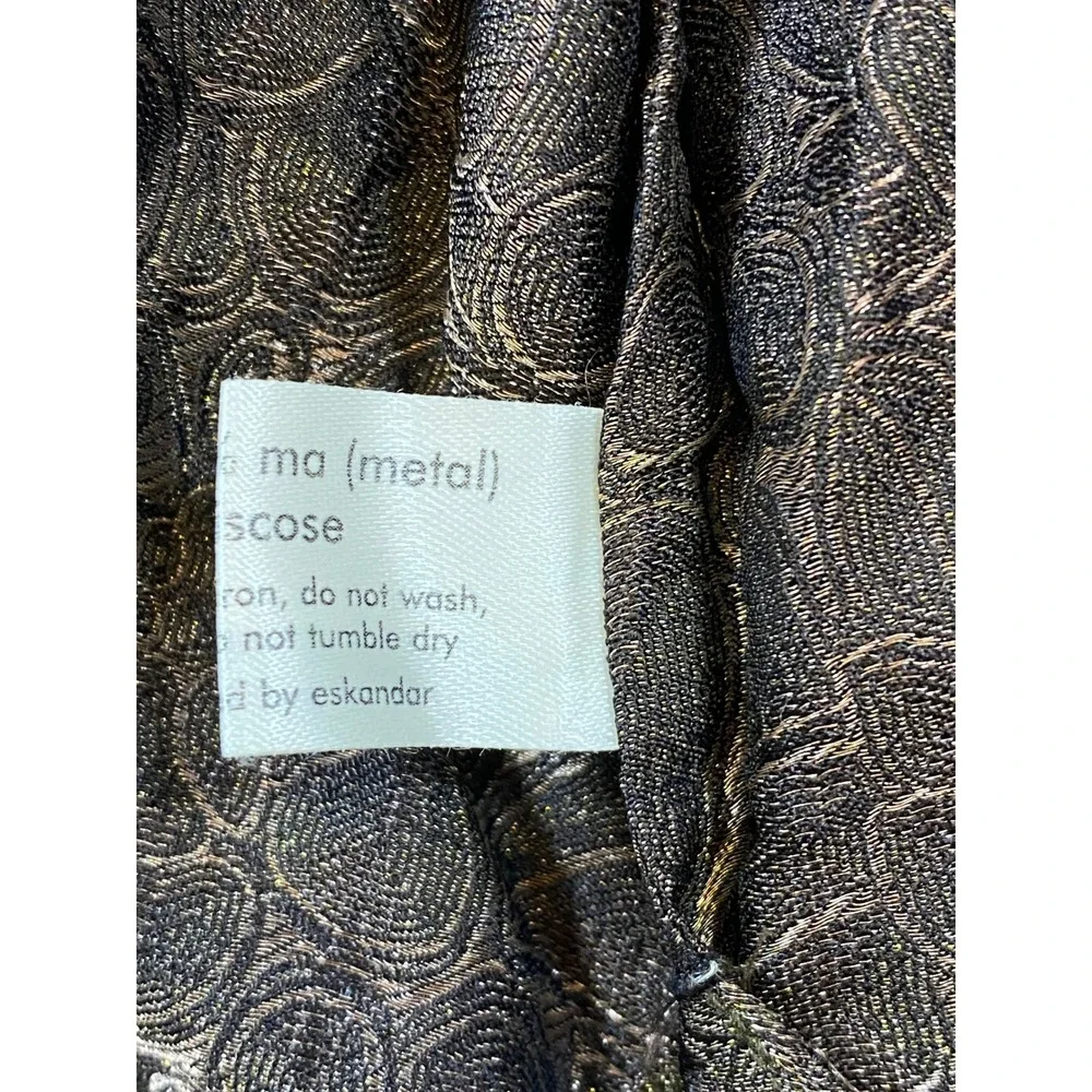 VTG Eskandar Brocade Silk Kimono Jacket Womens 1 Brown Metallic Floral - Picture 9 of 11